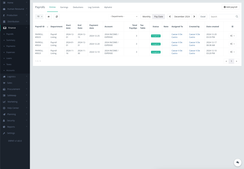 Image showing Payroll list