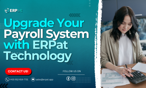 A business-themed graphic with the title "Level Up Your HR Payroll with ERPat System."
