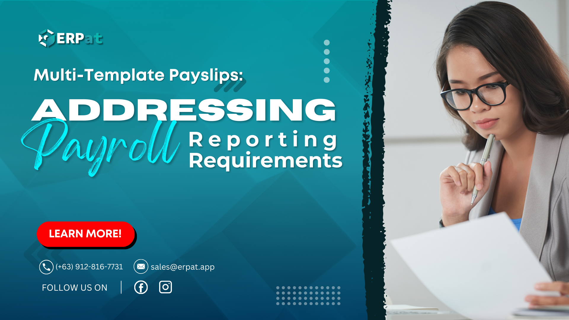 A business-themed graphic with the title "Multi-Template Payslips: Meeting Payroll Reporting Needs."