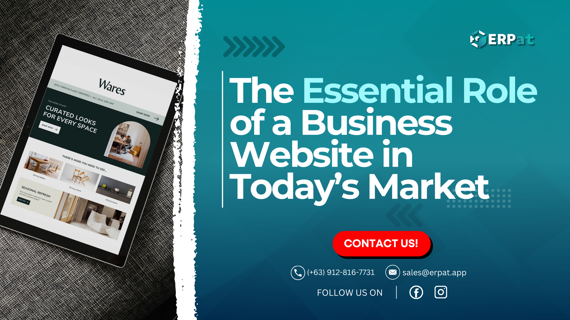 A business-themed graphic with the title "The Vital Role of a Business Website in Today’s Landscape.