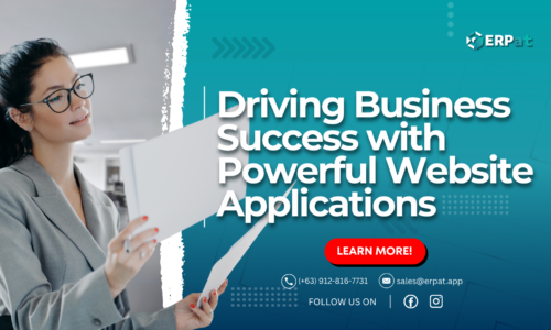 A business-themed graphic with the title "Power Up Your Business: Elevating Success through Dynamic Website Applications."