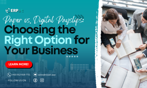 A business-themed graphic with the title "The Future of Payslips: From Paper to Digital – Which Is Best for You?"