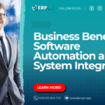 A business-themed graphic with the title "Business Benefits of Software Automation and System Integration."