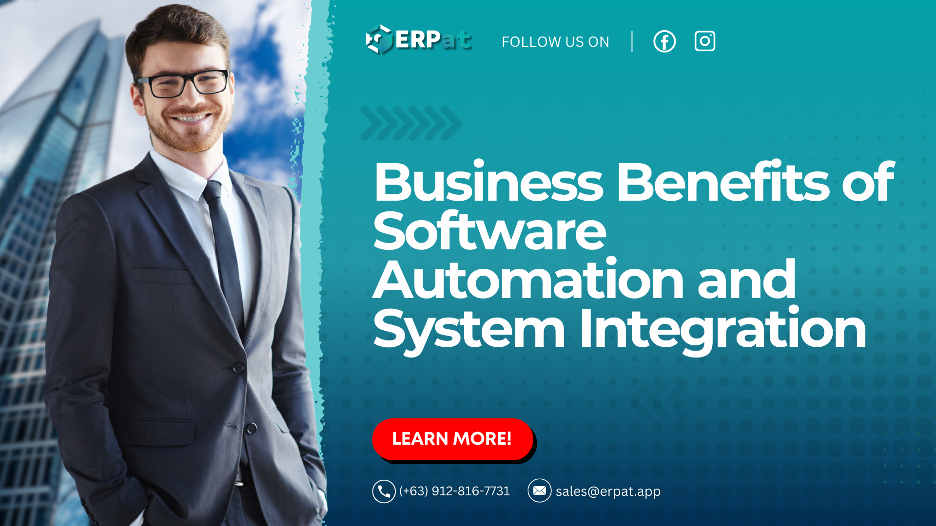 A business-themed graphic with the title "Business Benefits of Software Automation and System Integration."