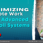 A business-themed graphic with the title "Transform Your Remote Work Strategy with Advanced Payroll Systems."