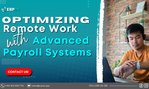 A business-themed graphic with the title "Transform Your Remote Work Strategy with Advanced Payroll Systems."
