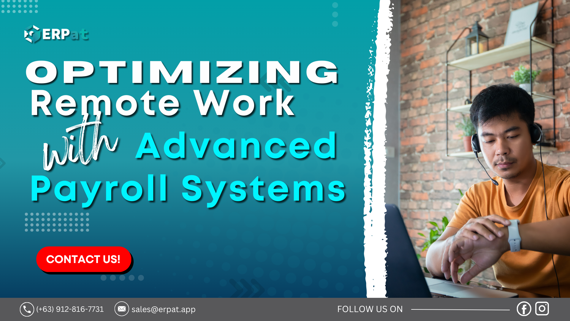 A business-themed graphic with the title "Transform Your Remote Work Strategy with Advanced Payroll Systems."