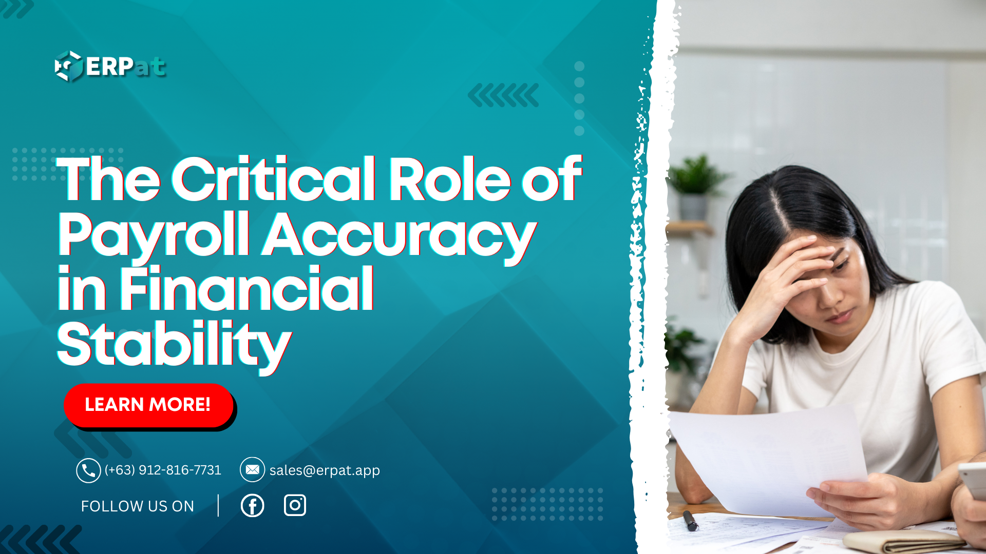A business-themed graphic with the title "The Importance of Accurate Payroll: How Errors Can Affect Your Financial Health."