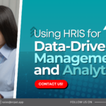 A business-themed graphic with the title "Data-Driven HR: Leveraging HRIS for Advanced Analytics and Insights."