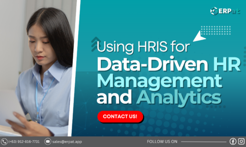 A business-themed graphic with the title "Data-Driven HR: Leveraging HRIS for Advanced Analytics and Insights."