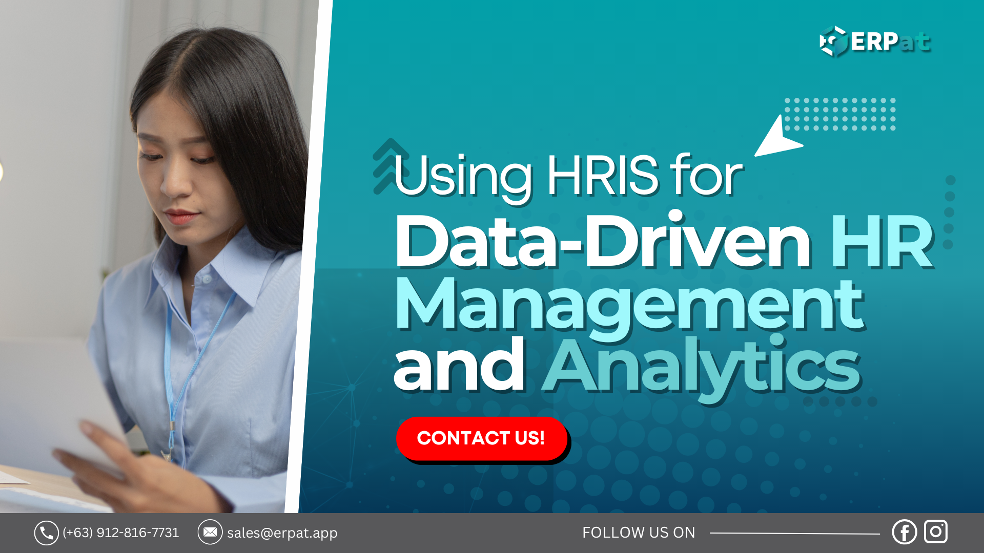 A business-themed graphic with the title "Data-Driven HR: Leveraging HRIS for Advanced Analytics and Insights."