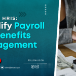 A business-themed graphic with the title "Discover HRIS: Simplify Your Payroll and Benefits Access."