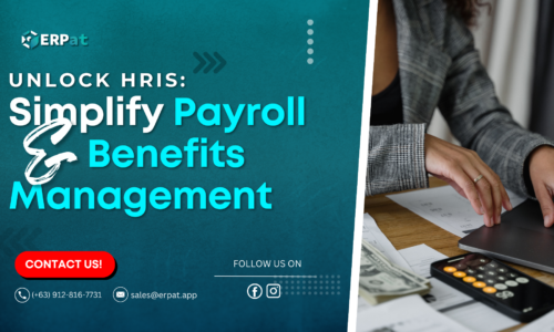 A business-themed graphic with the title "Discover HRIS: Simplify Your Payroll and Benefits Access."