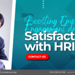 A business-themed graphic with the title "Enhancing Employee Engagement and Satisfaction through HRIS."