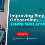 A business-themed graphic with the title "How HRIS Improves Employee Onboarding Experience."