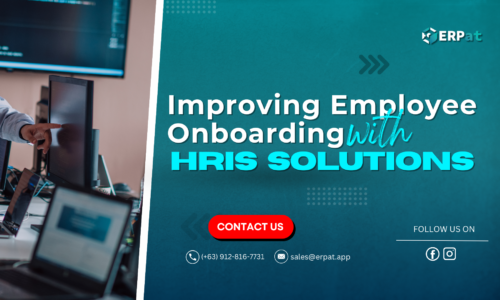 A business-themed graphic with the title "How HRIS Improves Employee Onboarding Experience."