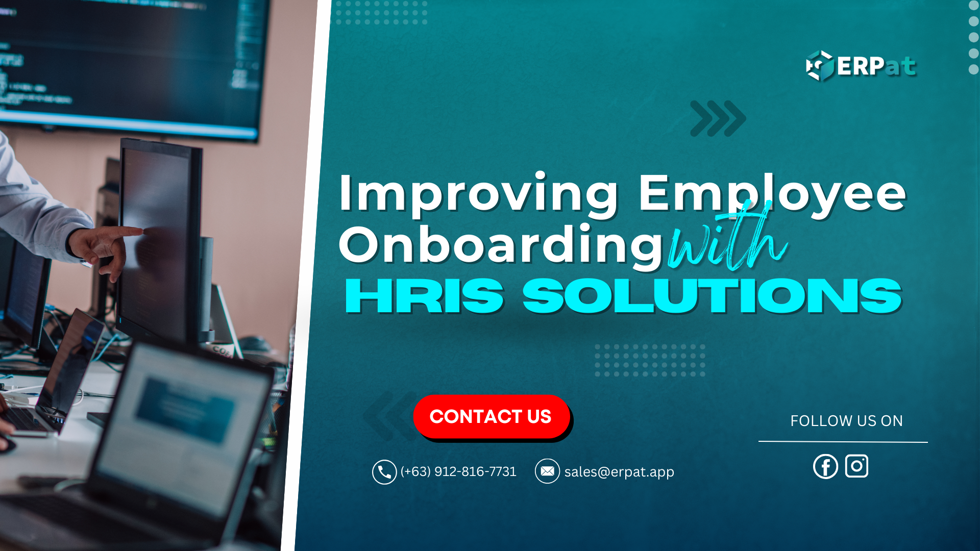 A business-themed graphic with the title "How HRIS Improves Employee Onboarding Experience."